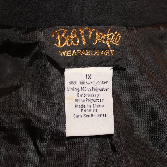 Bob Mackie Vtg 90s Wearable Art Embroidered Fleece Swing COAT  Sz 1X - Picture 5 of 8